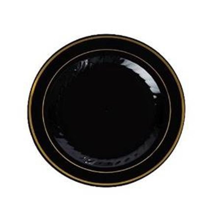 FINELINE SETTINGS Black and Gold Round Salad Plate 507-BKG